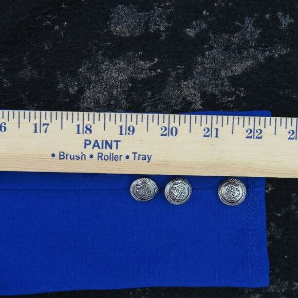 Royal Blue Shoulder Pad Double Notch Lapel Peplum Blazer Sz S Hybrid & Company - Picture 11 of 12